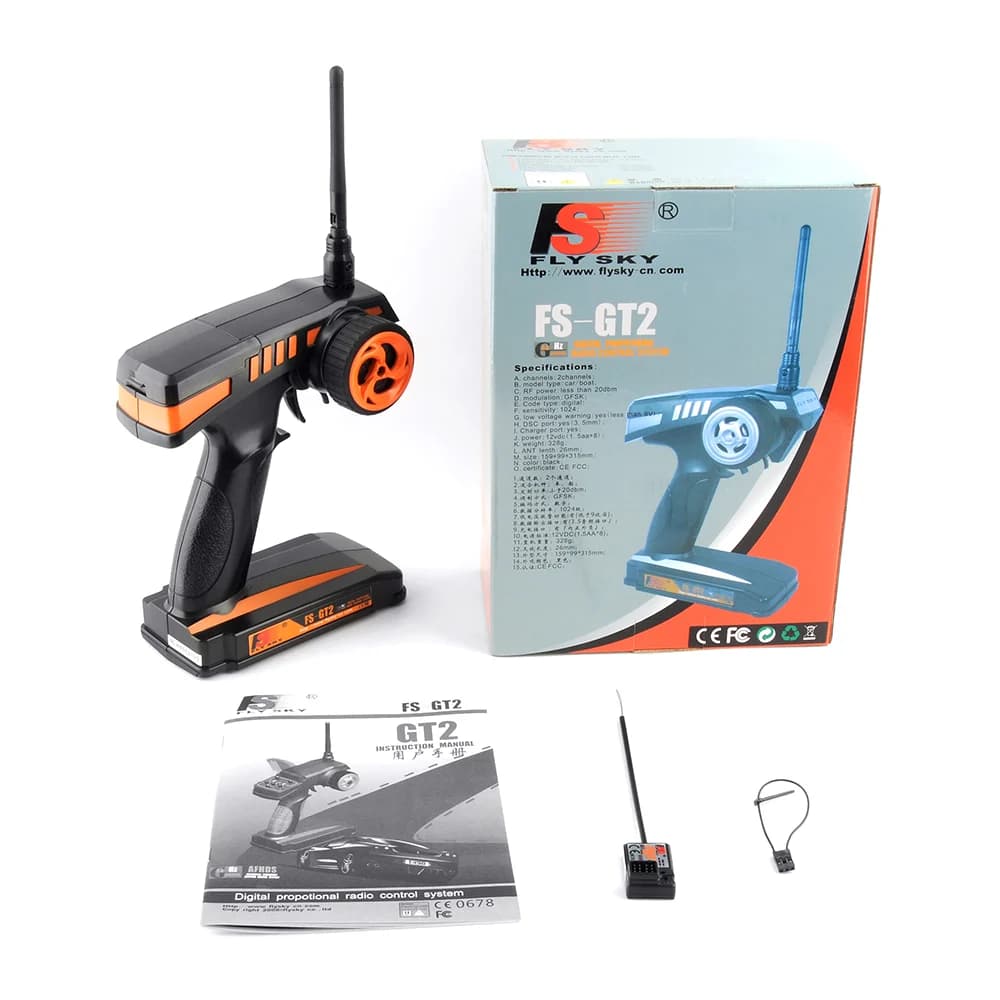 Flysky FS-GT2 Transmitter with FS-GR3E Receiver for Rc Car Boat