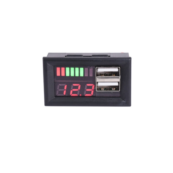 Red LED Digital Display Voltmeter for Lead Acid Battery Mini Voltage Meter Battery Tester Panel For DC12V Cars Motorcycles Vehicles USB 5V2A output