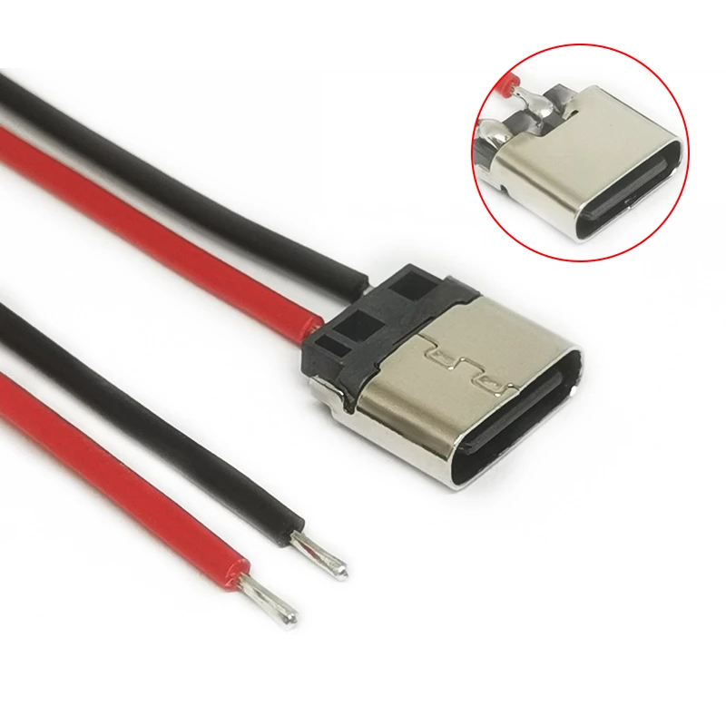 USB Type-C 2P Welding Wire Female Connector Cable - Image 1